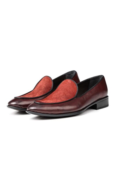 Elegant Hakiki Deri Erkek Klasik Ayakkabı Bordo