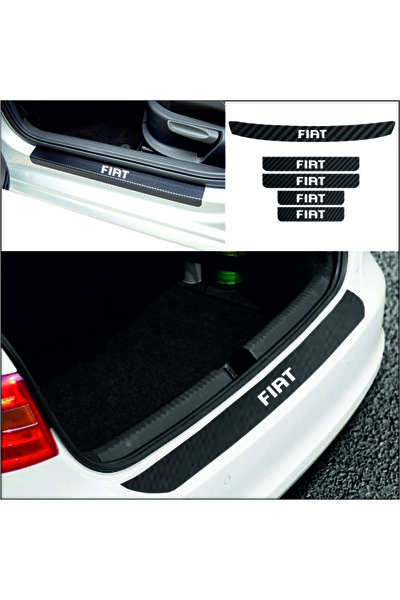 Fiat Linea Için Bagaj Ve Kapı Eşiği Karbon Oto Sticker Set