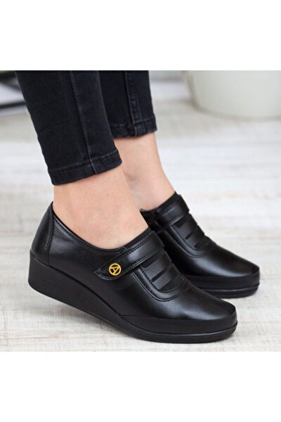 Kadın Ayzen Siyah Tam Ortopedik Babet Ayakkabı Anne Ayakkabı Günlük Ayakkabı Klasik Ayakkabı Casual