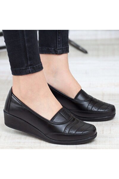 Kadın Ayzen Siyah Tam Ortopedik Babet Ayakkabı Anne Ayakkabı Günlük Ayakkabı Klasik Ayakkabı Casual