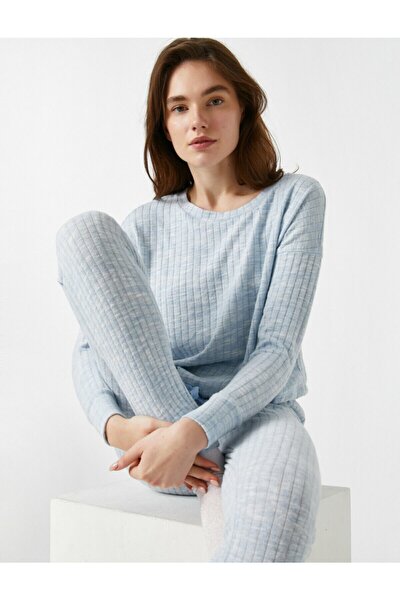 Pyjamaoberteil - Blau - Unifarben