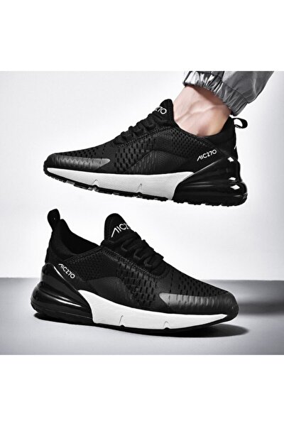 Unisex Günlük Yürüyüş Sneaker Siyah  Beyaz Air File Spor Ayakkabı