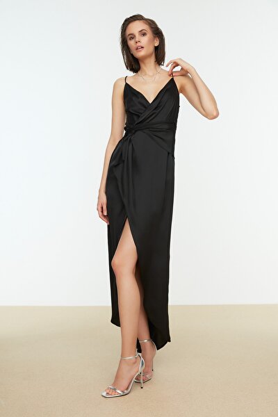 Evening & Prom Dress - Black - Wrapover