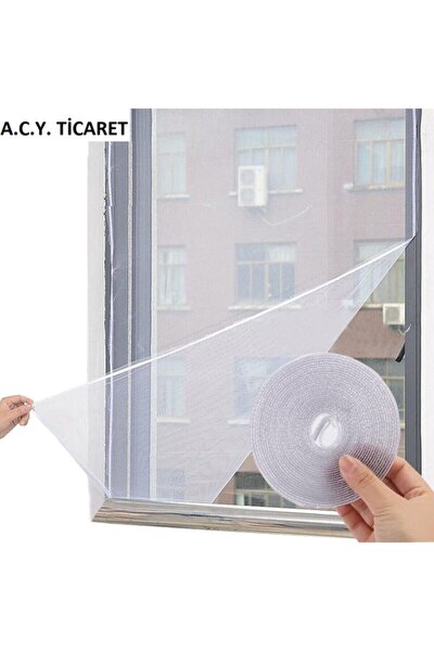 100*150 Cm Hazır Pencere Sinekliği 4 Mt Bant Hediye Tak Çıkar Tül Kesilebilir Cırt Bantlı