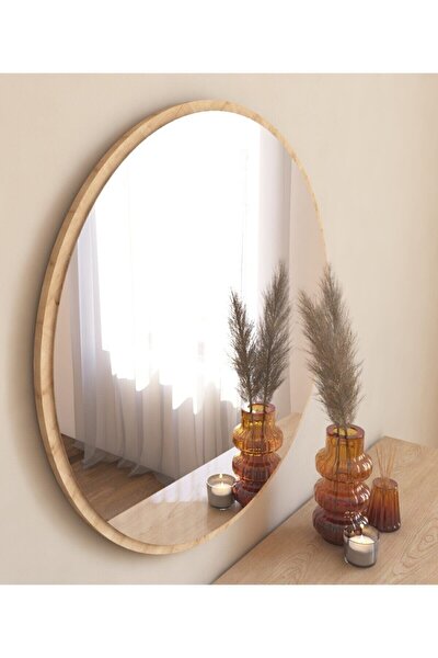 Dekoratif Yuvarlak Antre Hol Koridor Duvar Salon Mutfak Banyo Wc Ofis Aynası Natural