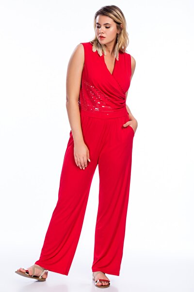 Plus Size Jumpsuit - Red - Regular fit