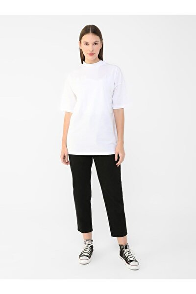 Doğal Kumaşlı Düz Renk T-shirt Beyaz
