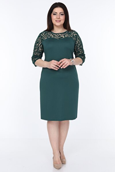 Kadın Yeşil Floklu Elbise 15c-1034