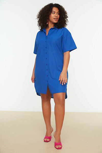 Plus Size Dress - Navy blue - Shirt dress