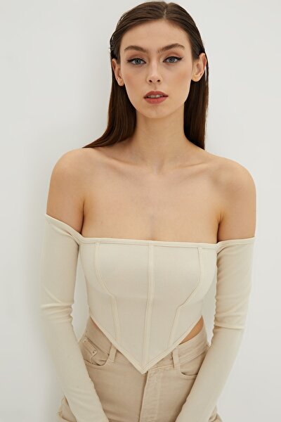 Blouse - Beige - Fitted