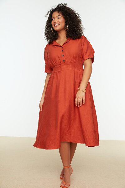 Plus Size Dress - Orange - A-line