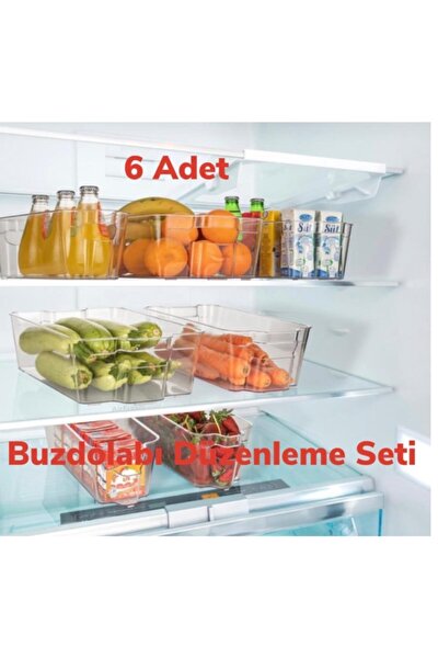 6'lı Buzdolabı Düzenleyici Sepet Şişe, Meyve Ve Gıda Düzenleme Için Şeffaf Sepet