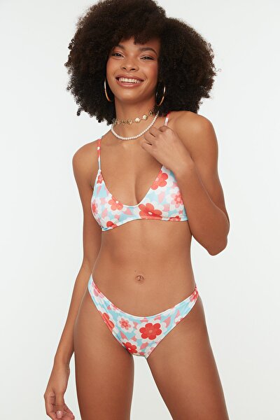 Bikini-Set - Blau - Geblümt