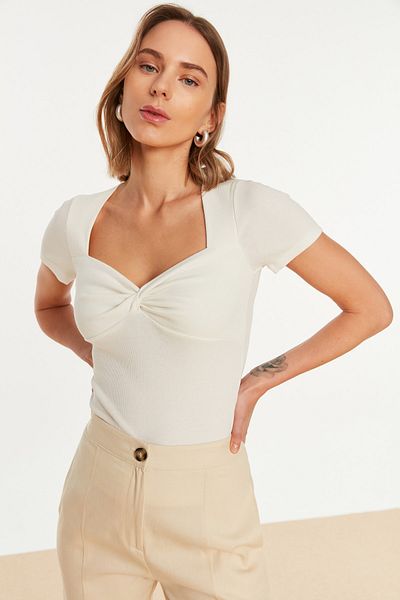 Bluse - Ecru - Slim Fit