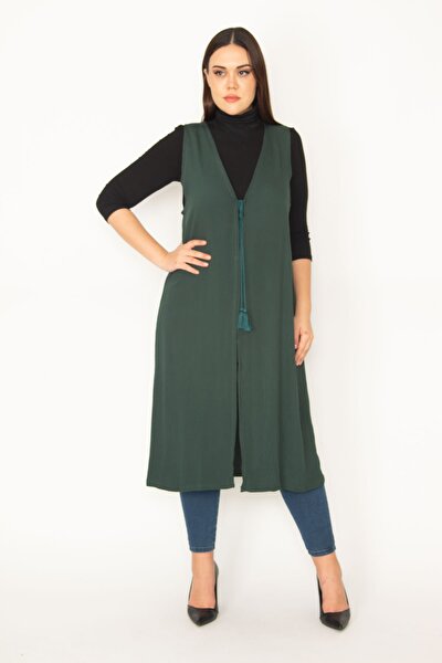 Plus Size Vest - Green - Double-breasted