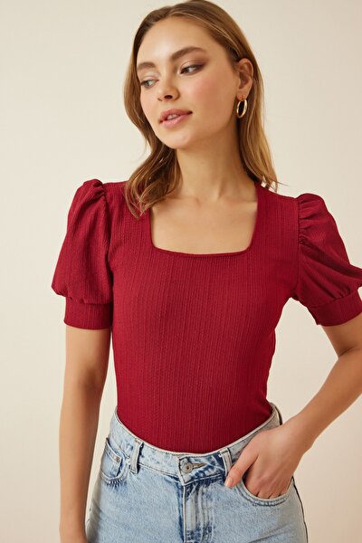 Blouse - Burgundy - Fitted