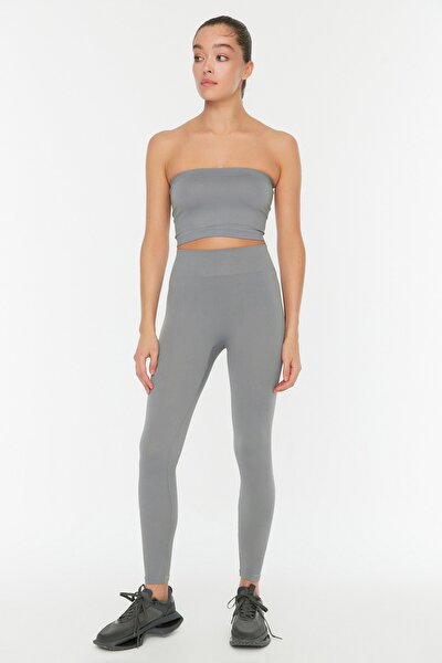 Sports Leggings - Gray - High Waist