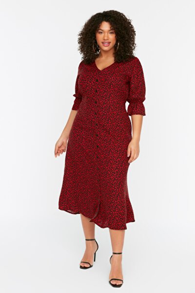 Plus Size Dress - Red - Shirt dress