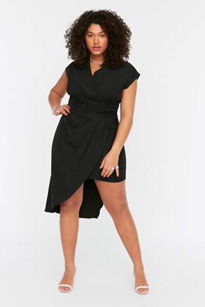 Plus Size Dress - Black - Asymmetric