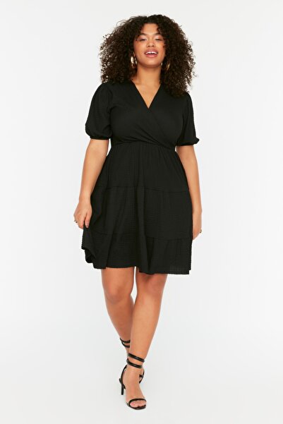 Plus Size Dress - Black - Wrapover