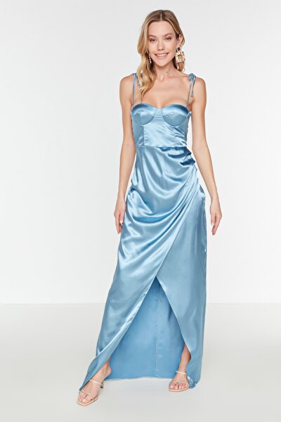 Evening & Prom Dress - Blue - Wrapover