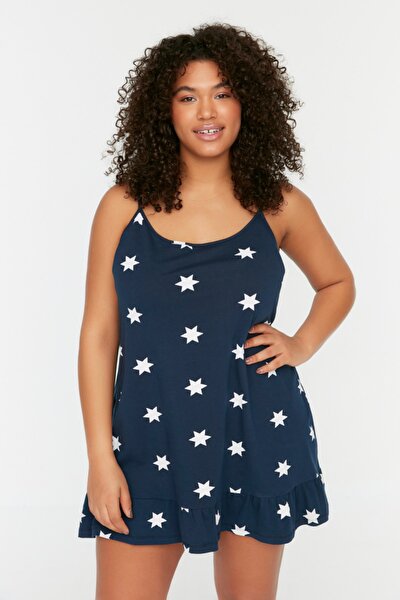Plus Size Nightgown - Navy blue - Basic