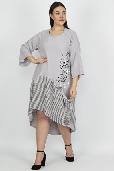 Plus Size Dress - Gray - Asymmetric