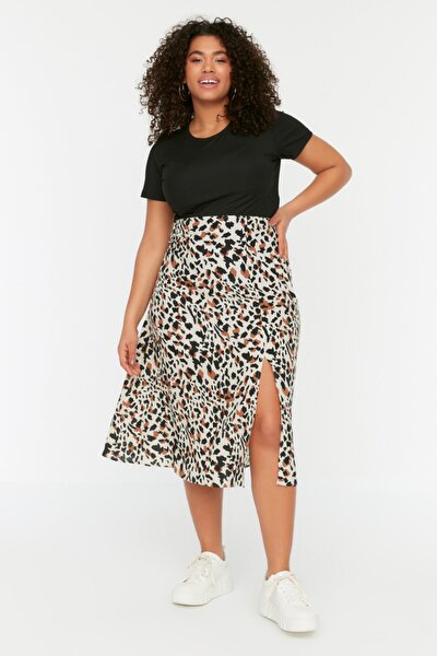Plus Size Skirt - Beige - Midi