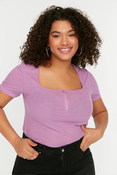 Plus Size Blouse - Purple - Fitted