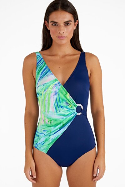 Swimsuit - Blue - Geometric pattern