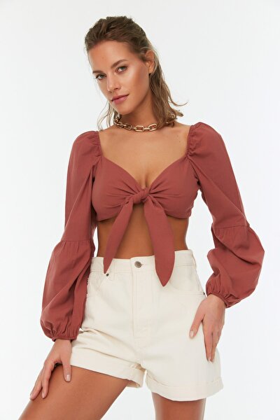 Bluse - Braun - Slim Fit