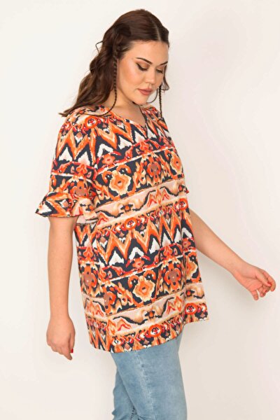 Plus Size Blouse - Orange - Relaxed fit