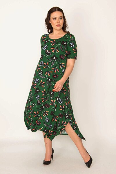 Plus Size Dress - Green - Asymmetric