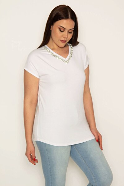 Plus Size Blouse - White - Fitted