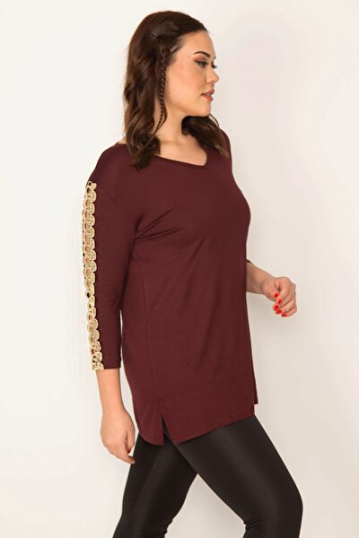 Plus Size Blouse - Burgundy - Relaxed fit