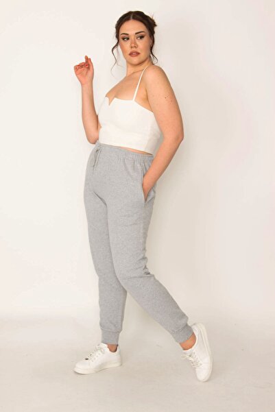 Plus Size Sweatpants - Gray - Slim