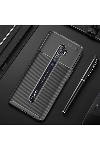 Reno 2z Kamera Korumalı (carbon Tasarım) Silikon Kılıf Siyah