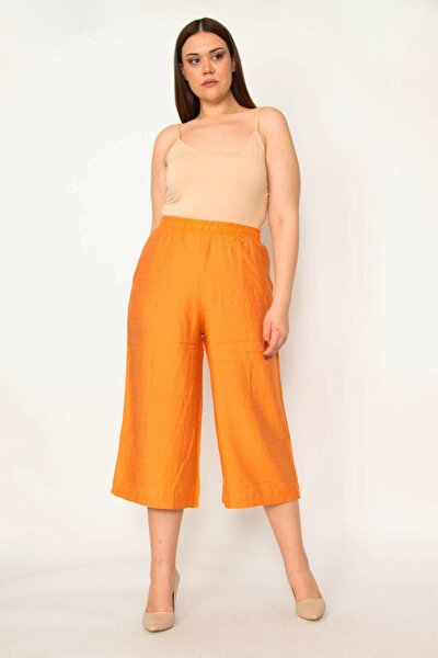 Plus Size Shorts & Bermuda - Orange - Normal Waist