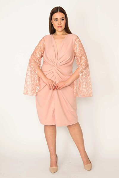 Plus Size Evening Dress - Pink - Basic
