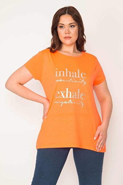 Plus Size T-Shirt - Orange - Relaxed