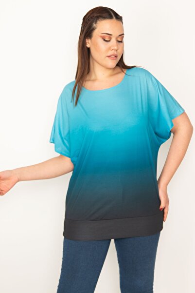 Plus Size Blouse - Turquoise - Regular fit