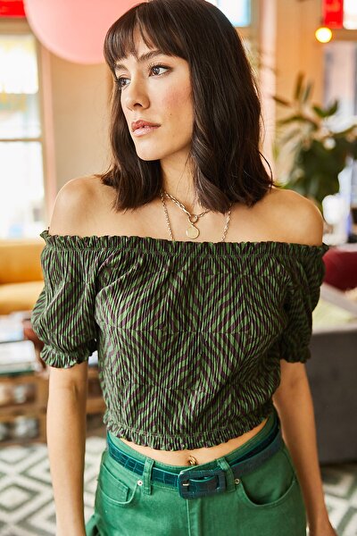 Bluse - Khaki - Figurbetont