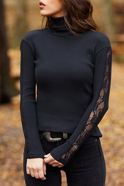 Bluse - Schwarz - Figurbetont
