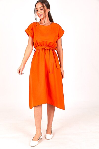 Kleid - Orange - Asymmetrisch