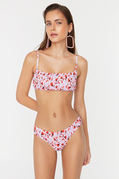 Bikini-Hose - Lila - Geblümt