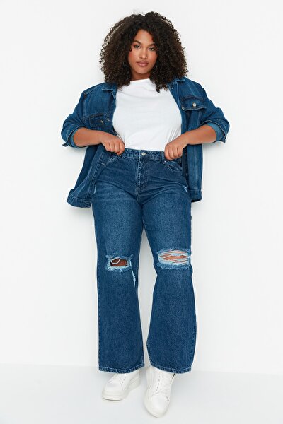 Plus Size Jeans - Blue - Loose