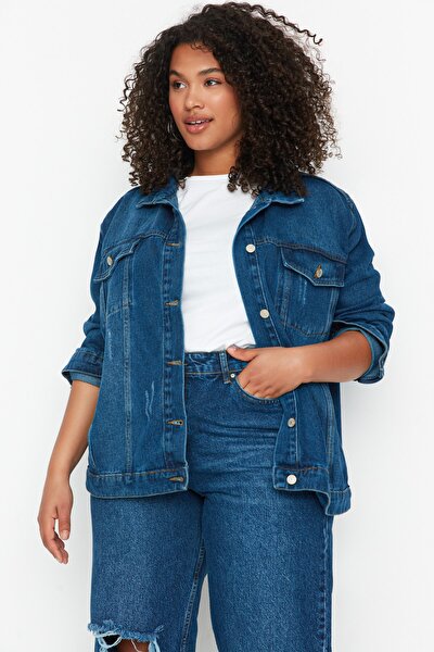 Plus Size Jacket - Blue - Oversize