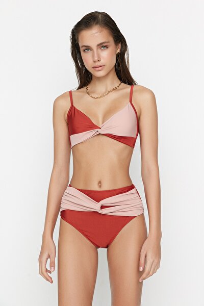 Bikini-Hose - Rot - Colorblock