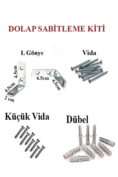 hmo dizayn gri l demir dolap sabitleme 15 75 75 masa gonye 5 adet vida dubel fiyati yorumlari trendyol
