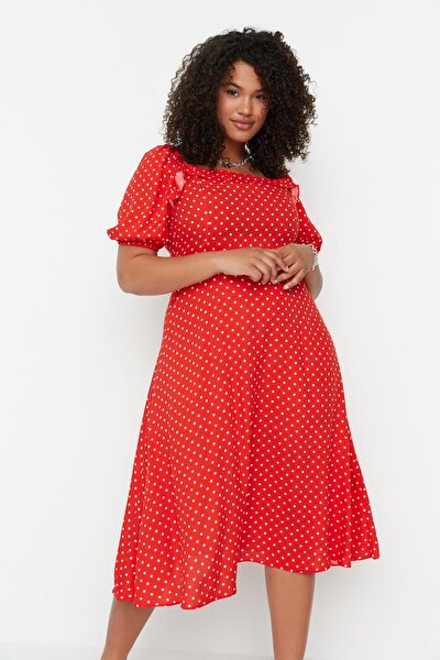 Plus Size Dress - Red - A-line